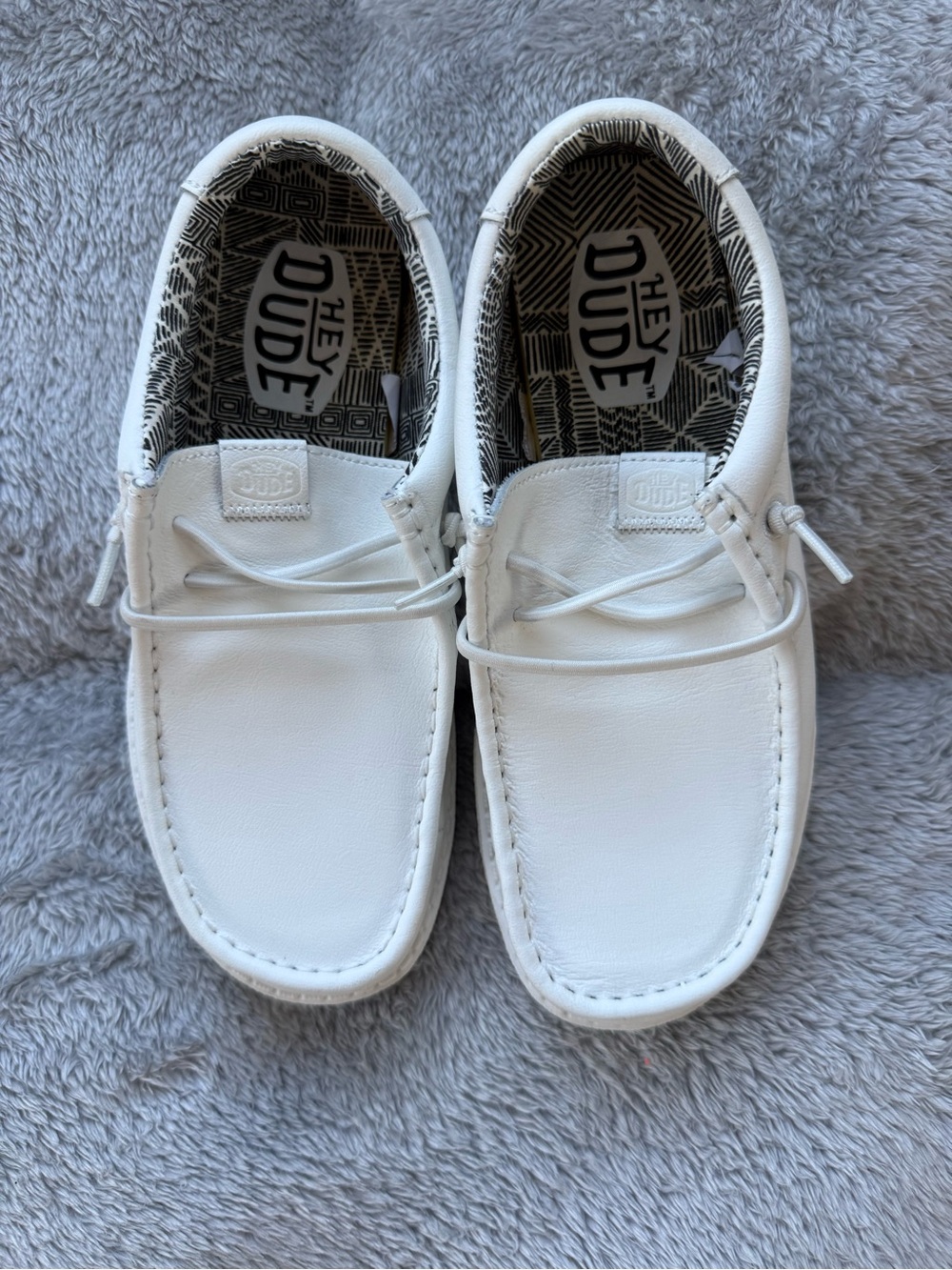 Hey Dude White Casual Moc Toe Shoes